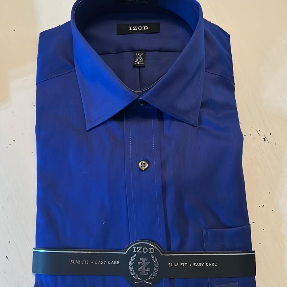 IZOD L/S Slim Fit Easy Care dress shirt, royal blue 15.5-32/33